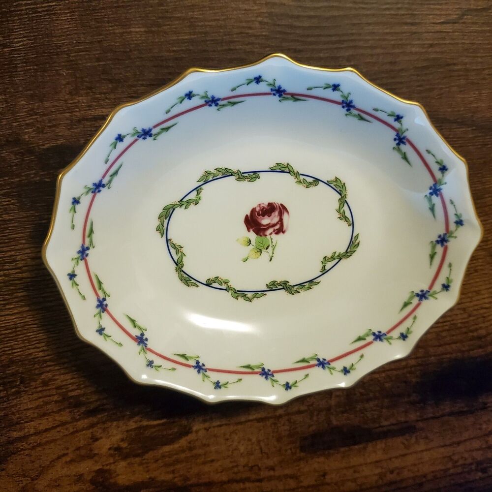 Mottahedeh Cornflower Garland 5 3/4" Lobed Tray Dish Ring Bowl Monticello Rare